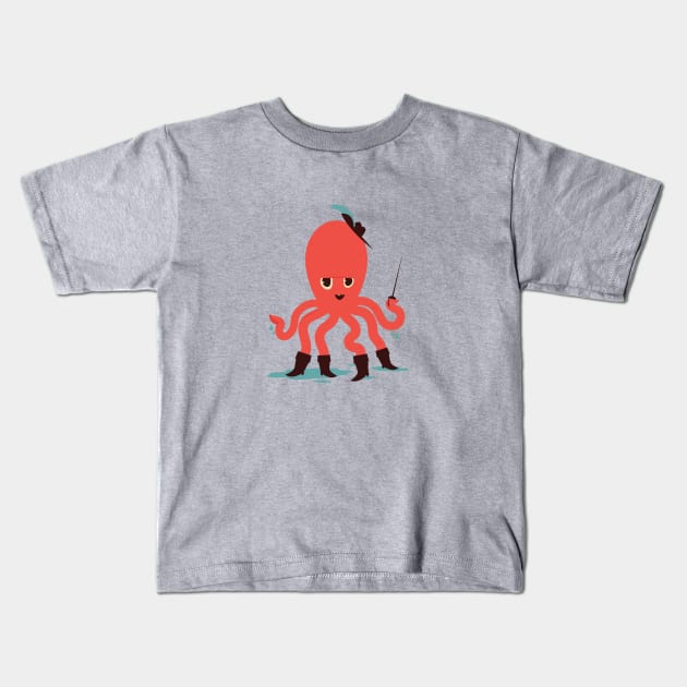 Octopus in Boots Kids T-Shirt by ryderdoty